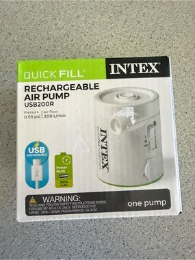 New Intex Quick Fill Rechargeable Air Pump USB200R Portable Cylinder Mini USB